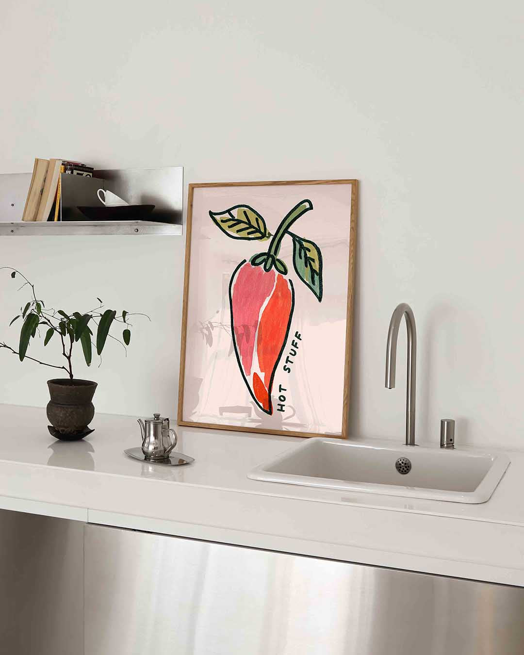 Paprika met tekst – keukenposter in staand formaat