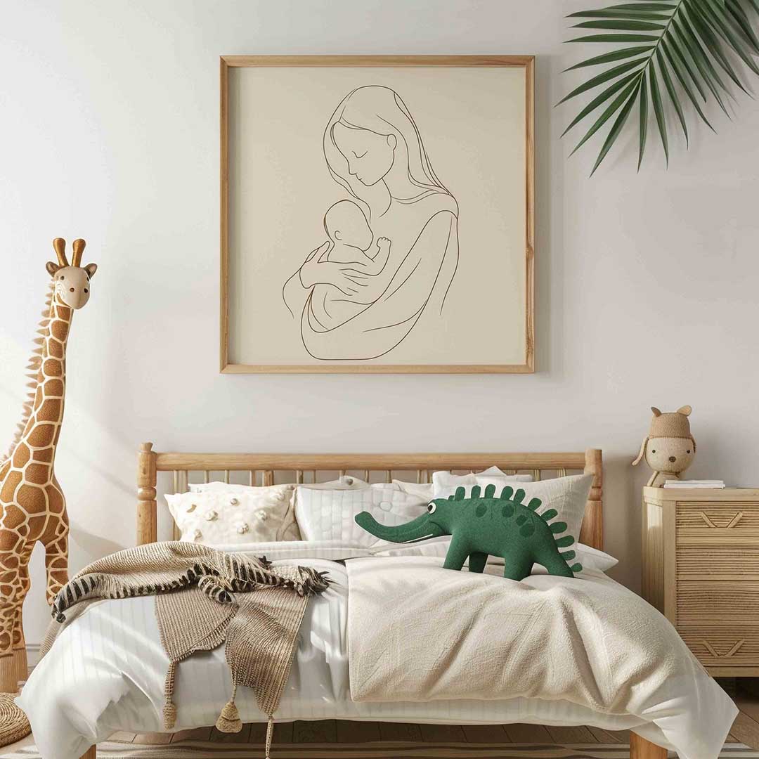 Moeder en kind – vierkante kinderkamer wanddecoratie van WallArtistic