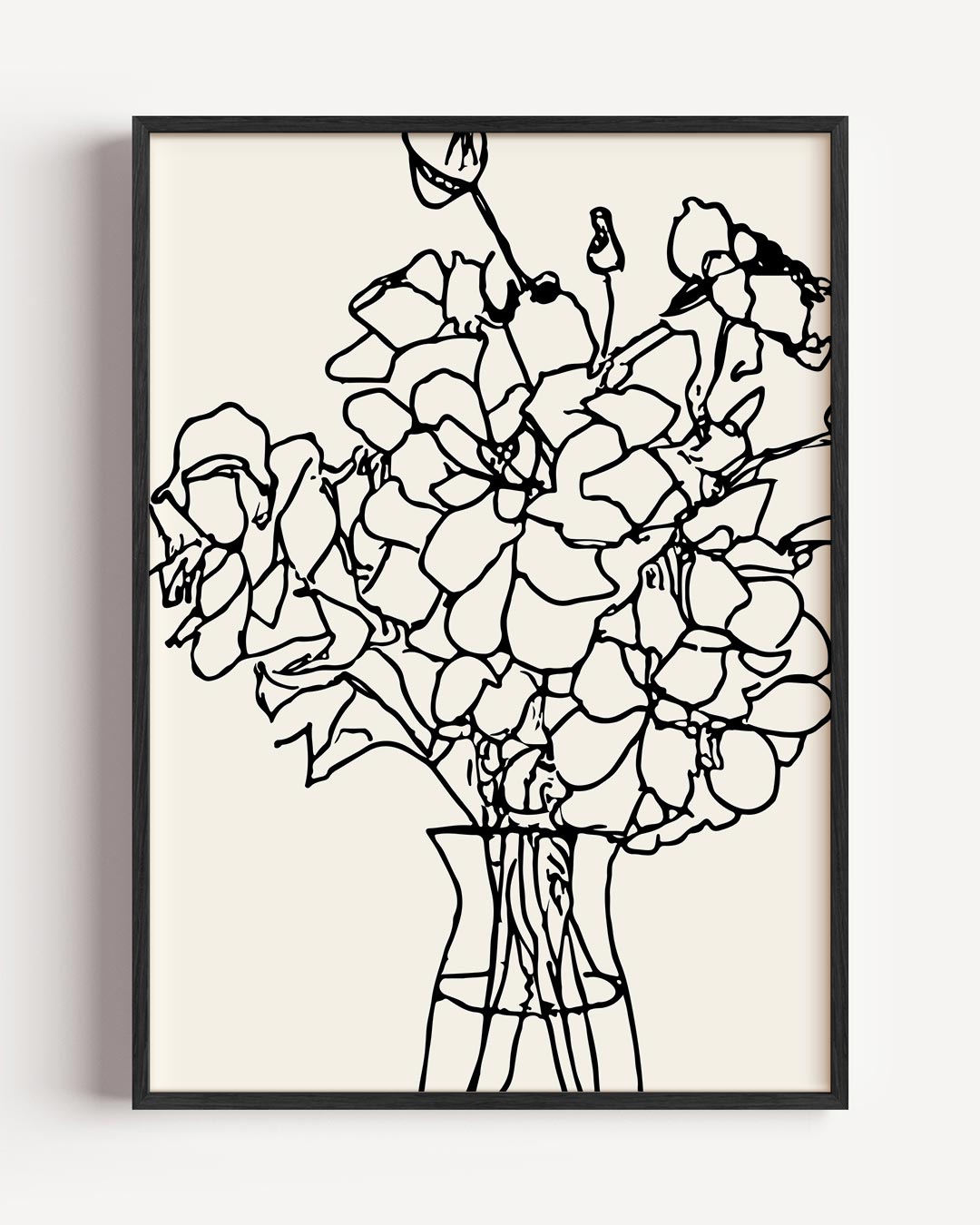 Minimalistische Bloemenlijntekening – keuken portret poster als wanddecoratie