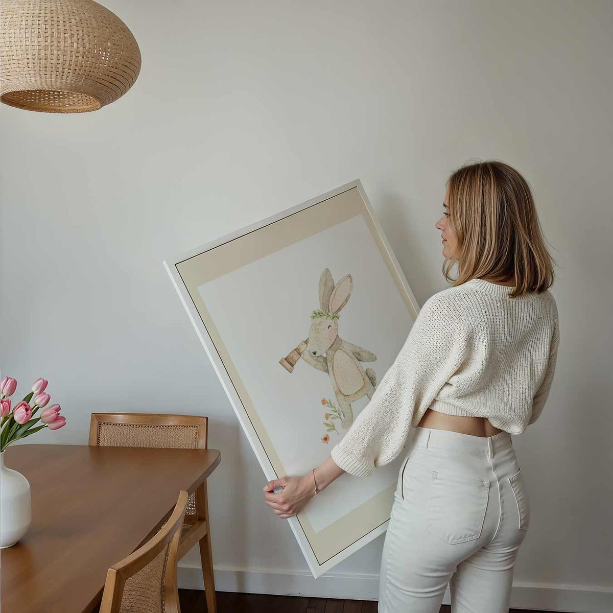 Schattige Tuin Konijn – kids poster als vrolijke staande wanddecoratie