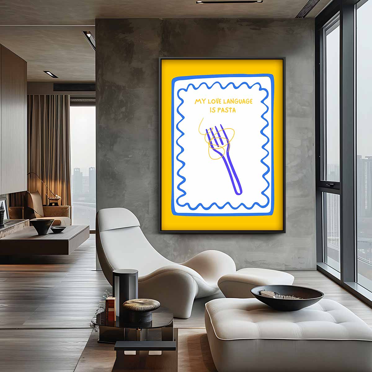 Pasta Liefdestaal – plexiglas kunstwerk als wanddecoratie