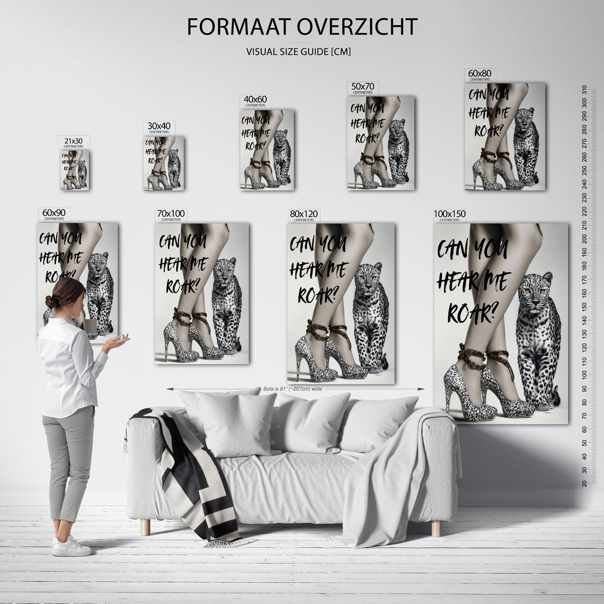 Luipaard en hakken – staande muurposter in Pop Art stijl