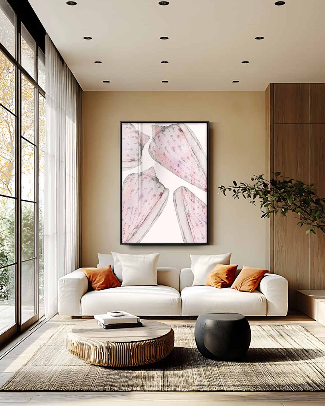 Roze schelpen abstract – staand kunstwerk voor modern interieur