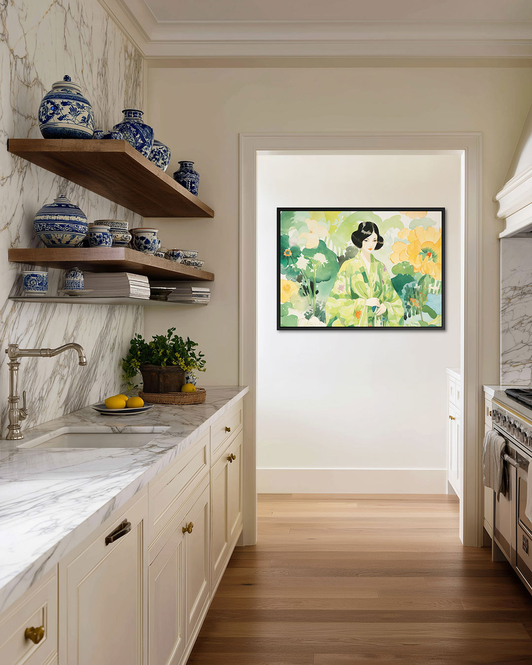 Vrouw in bloemen – alternatieve weergave van het kunstwerk