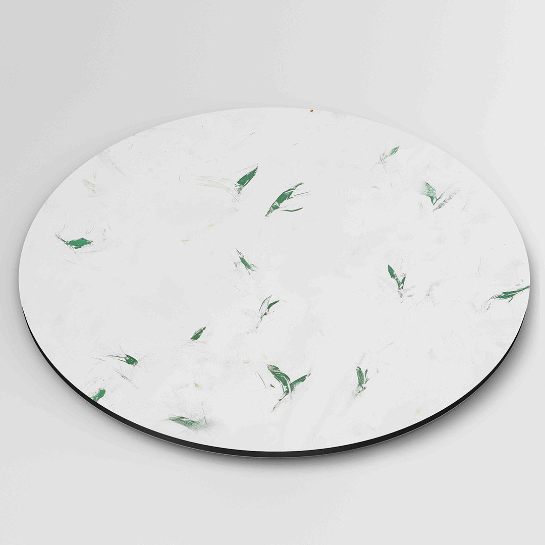 Groene accenten – kleurrijke ronde wanddecoratie van WallArtistic