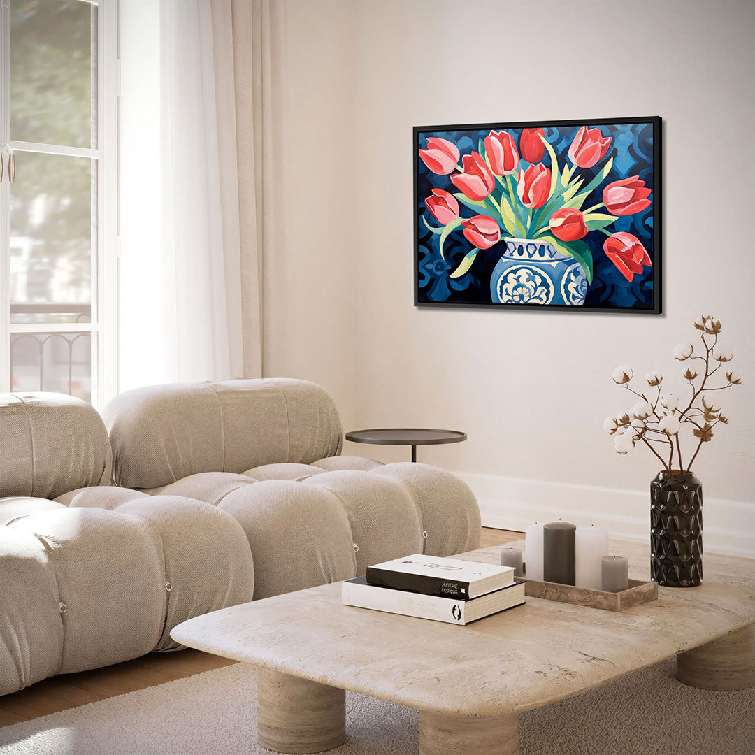 Bloemen in vaas – Modern kunstwerk – alternatieve weergave van het kunstwerk