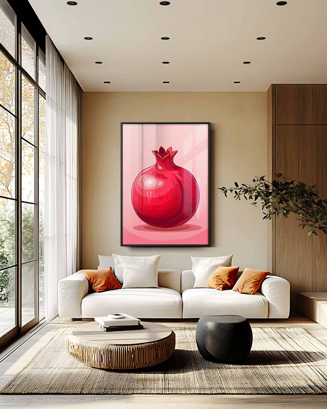 Stijlvolle Granaatappel Illustratie – plexiglas wanddecoratie in portret formaat