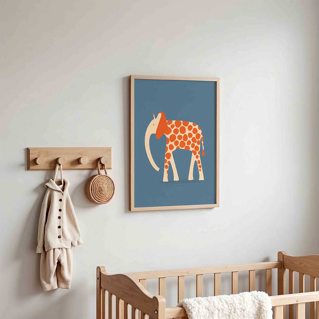 Olifant met stippen – kinderposter in staand formaat