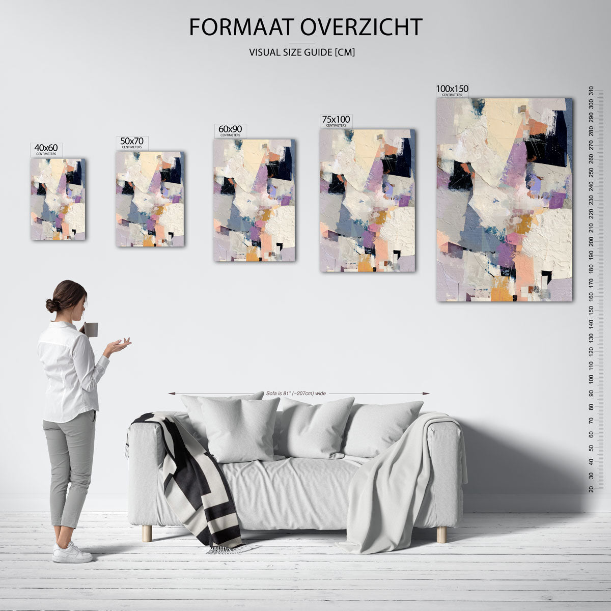 Kleurencompositie – staande wanddecoratie van WallArtistic