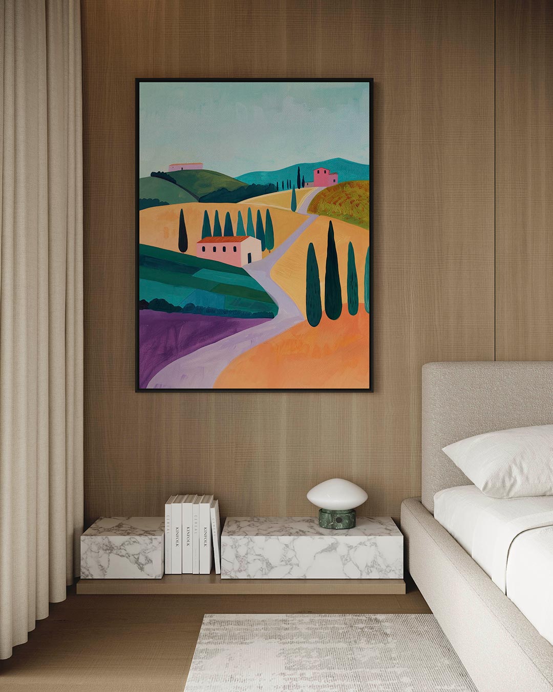 Landschap met heuvels – staand wanddecoratie kunstwerk