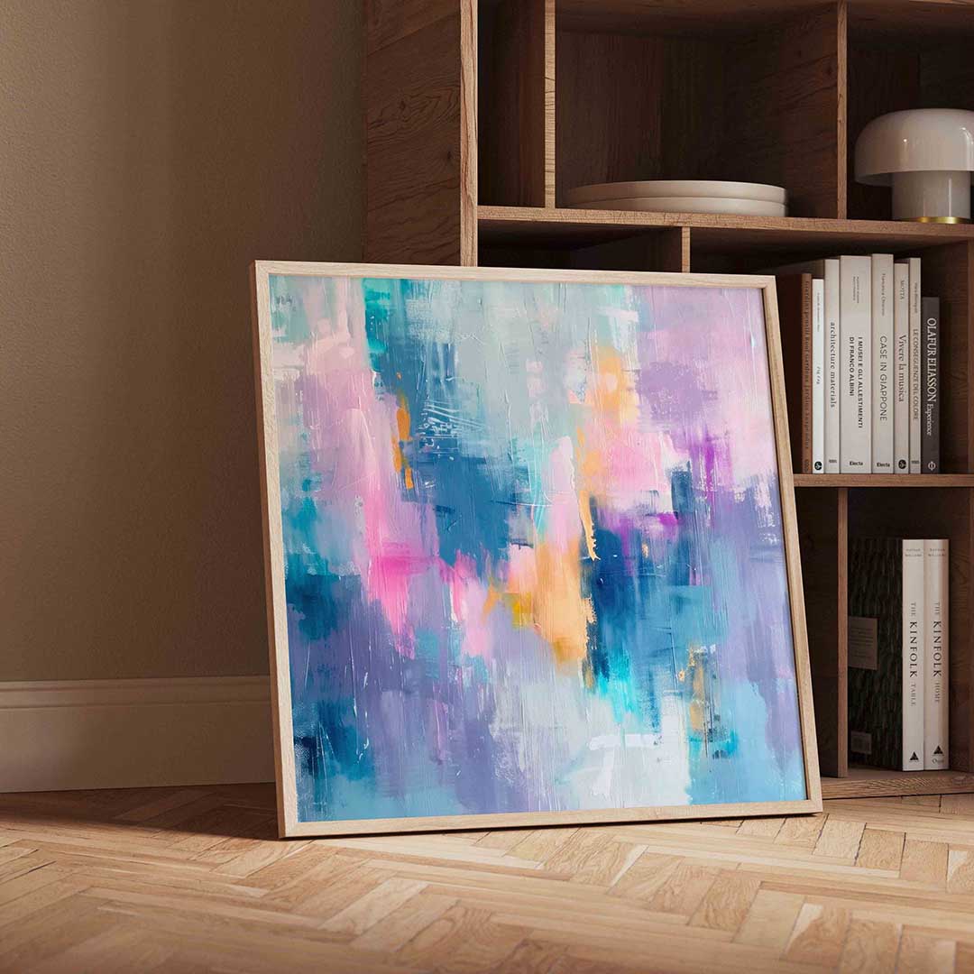 Abstracte kleurencompositie – geïllustreerde wandkunst als vierkante poster