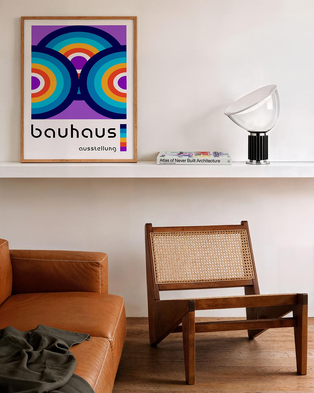 Cirkelritme en kleur – staande Bauhaus poster voor aan de muur
