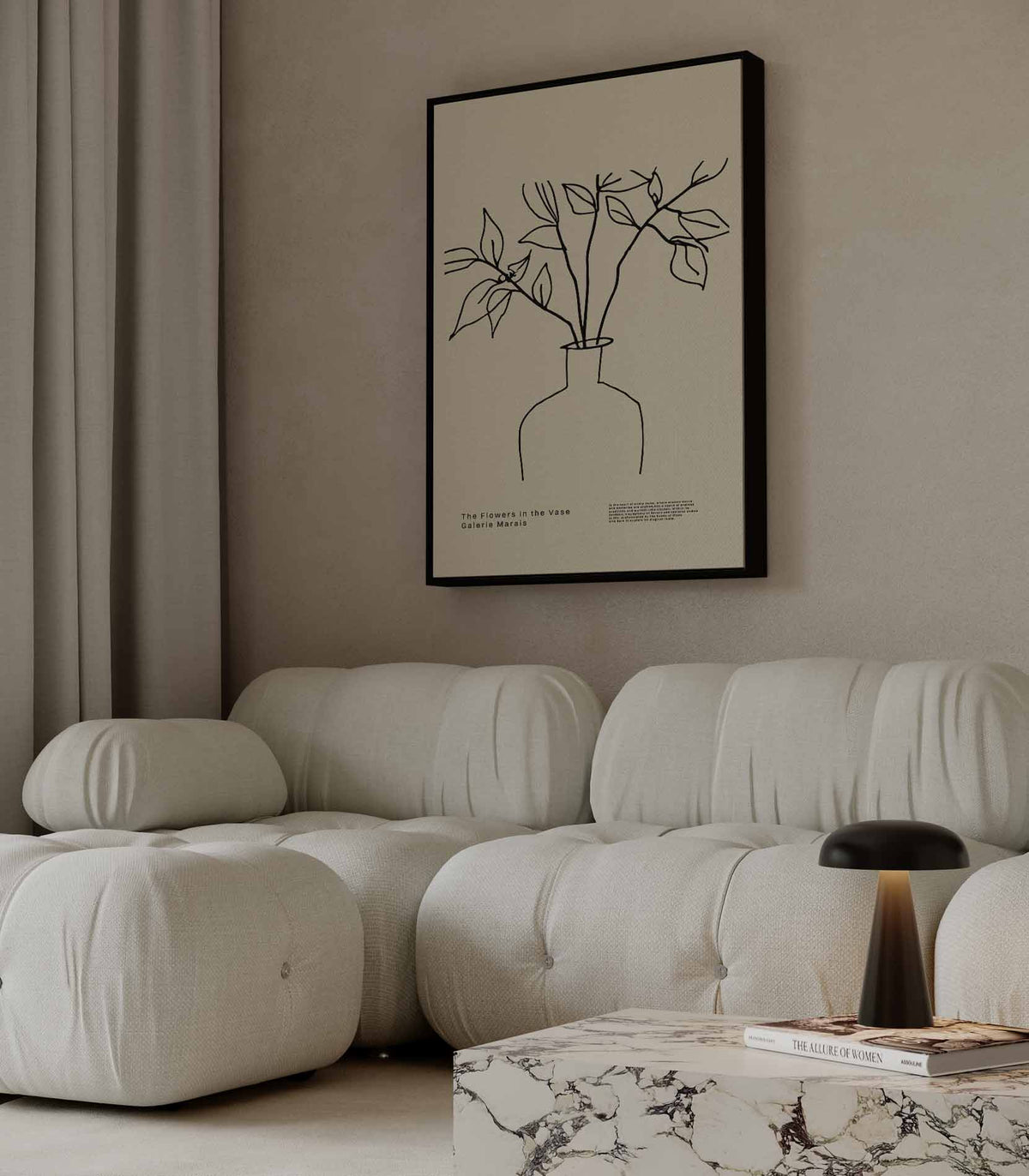 Elegante Lijnen Bloemenvaas – modern portret kunstwerk van WallArtistic