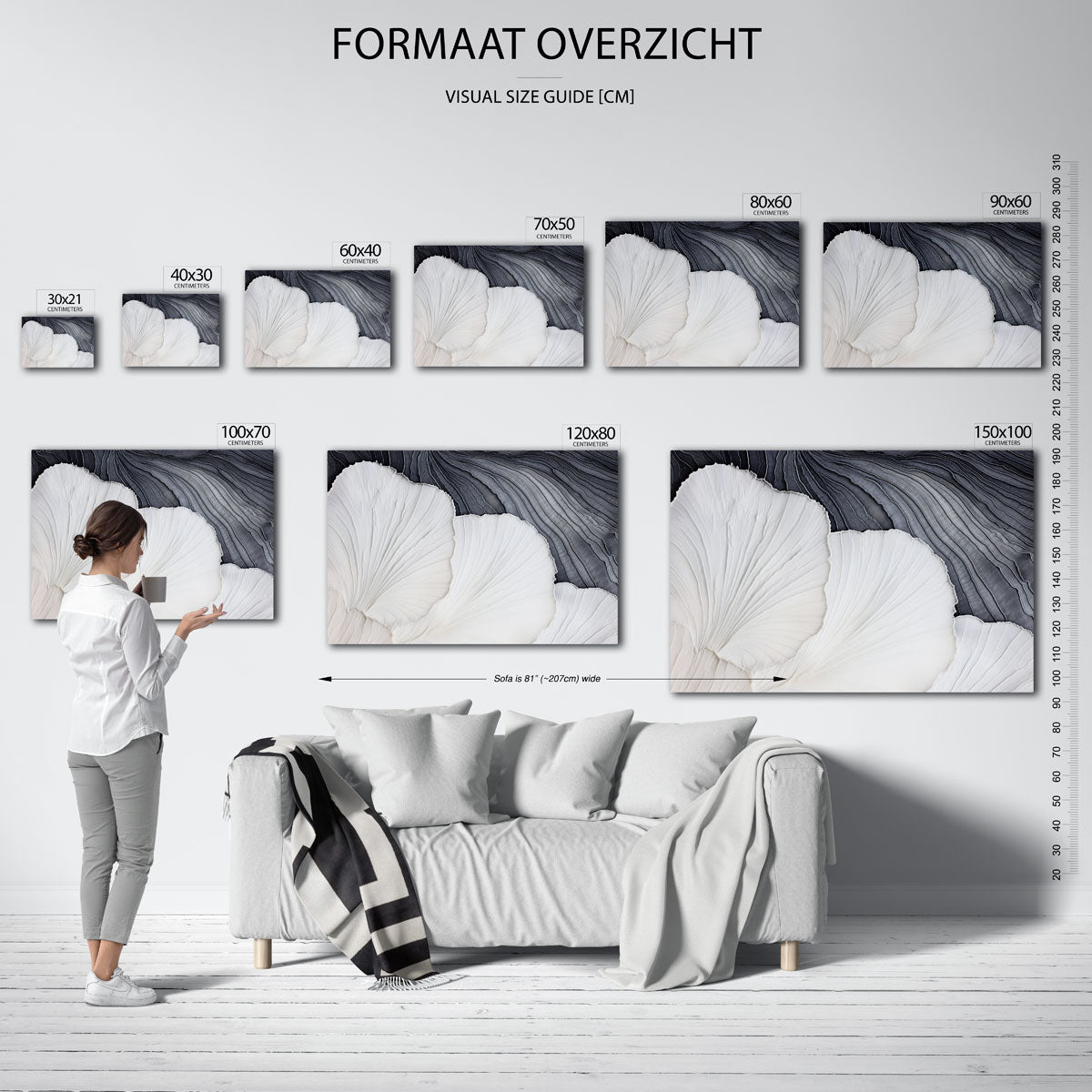 Golvende lijnen en vormen – liggende muurposter met abstracte vormen