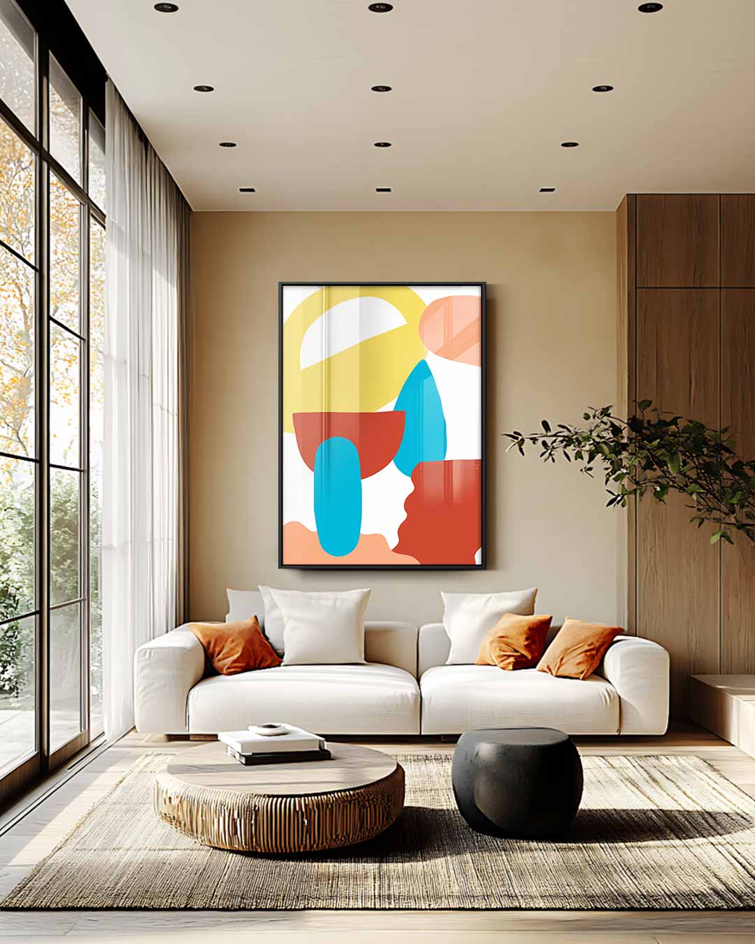 Speelse Vormen en Kleuren – staande wandkunst voor woonkamer of interieur