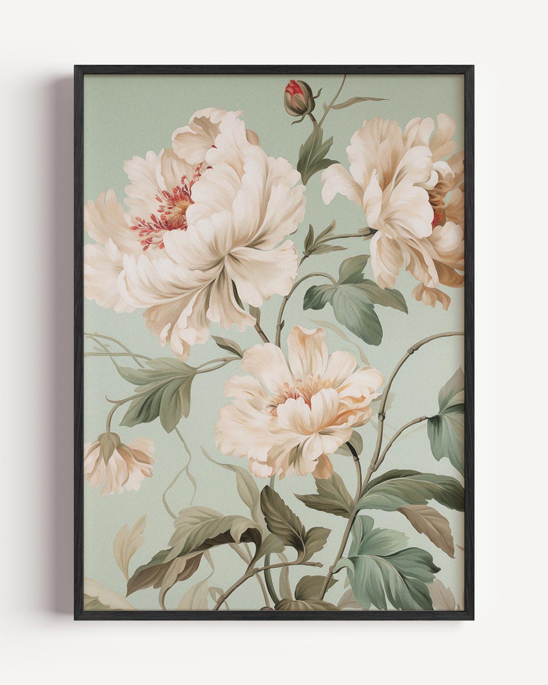 Romantische pioenrozen II – bloemen portret poster als wanddecoratie