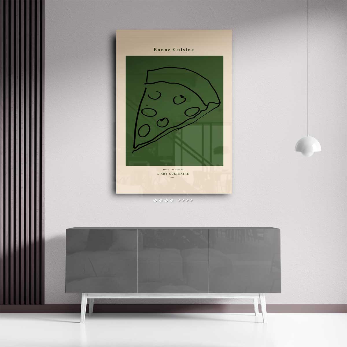 Simpele Pizza – plexiglas wanddecoratie in portret formaat