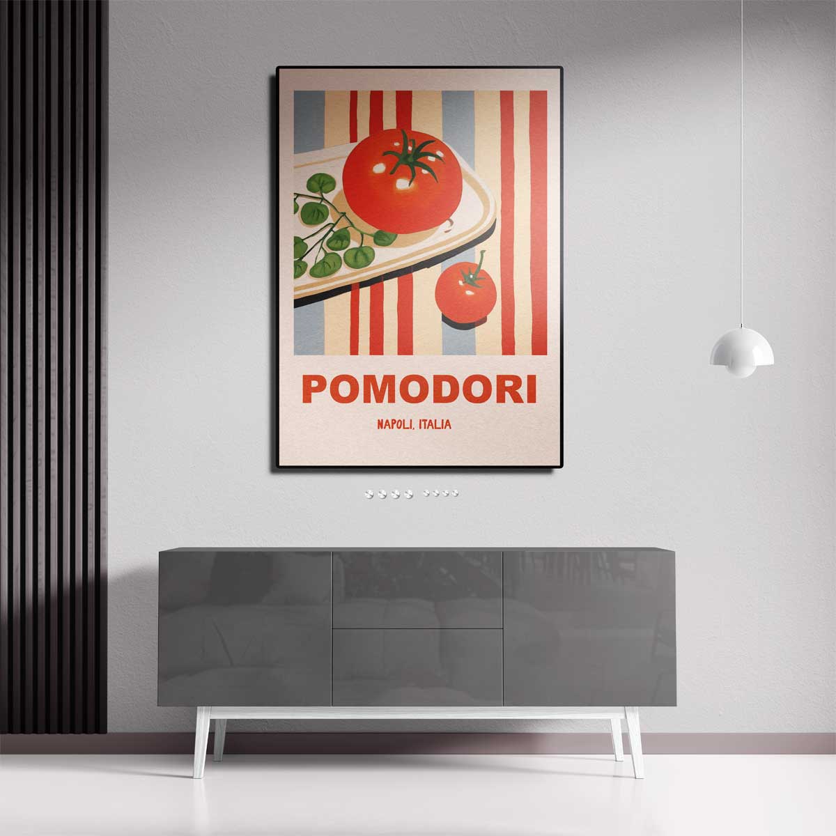 Pomodori Illustratie Poster – kunstwerk met zwarte baklijst