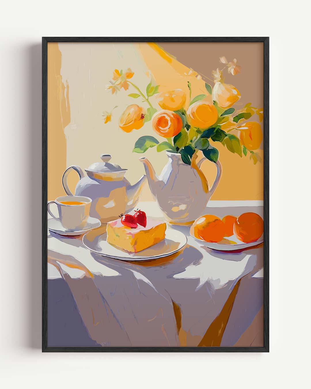 Zonnige Theetijd Stilleven – keuken portret poster als wanddecoratie