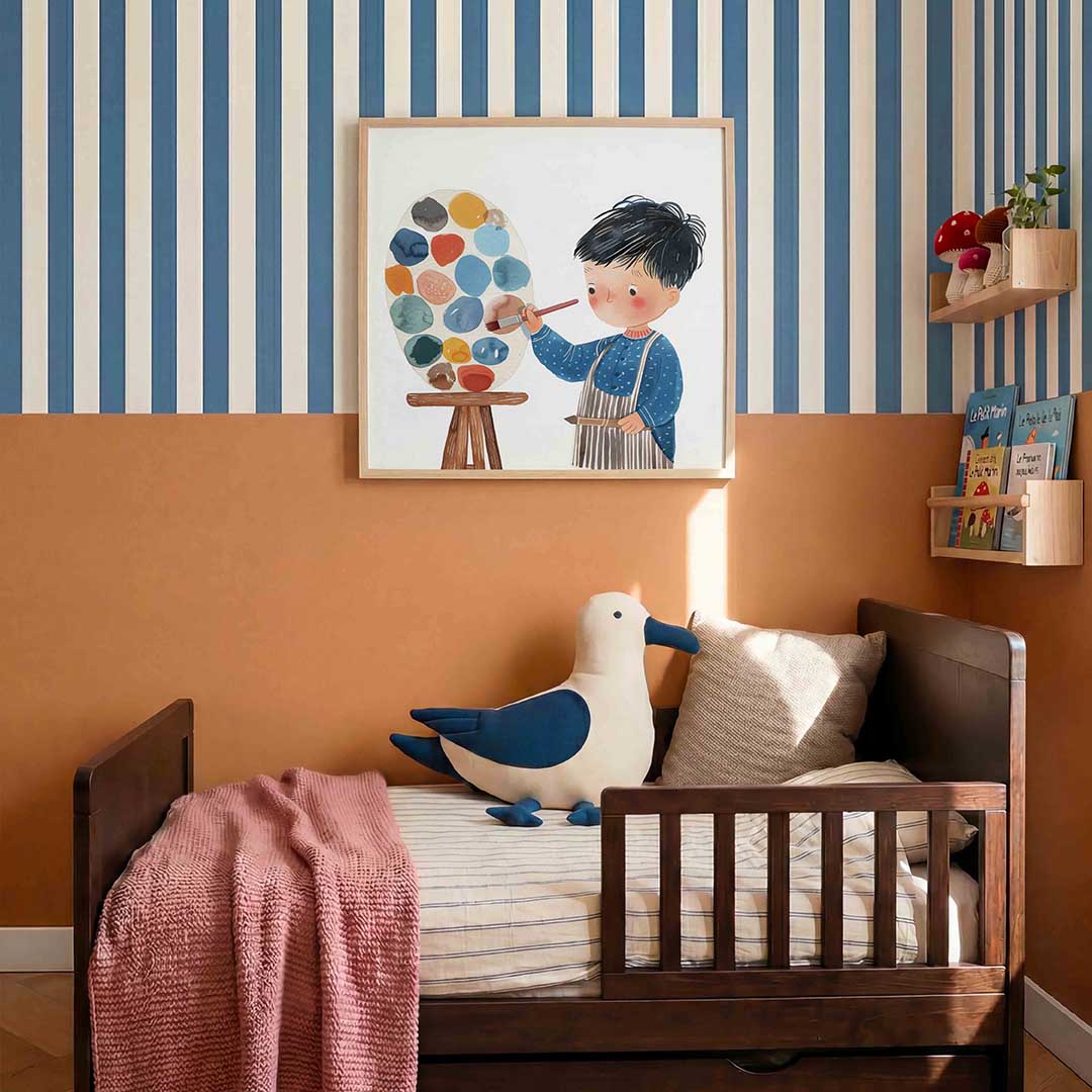 Kind met schilderspalet – kids poster in vierkant formaat