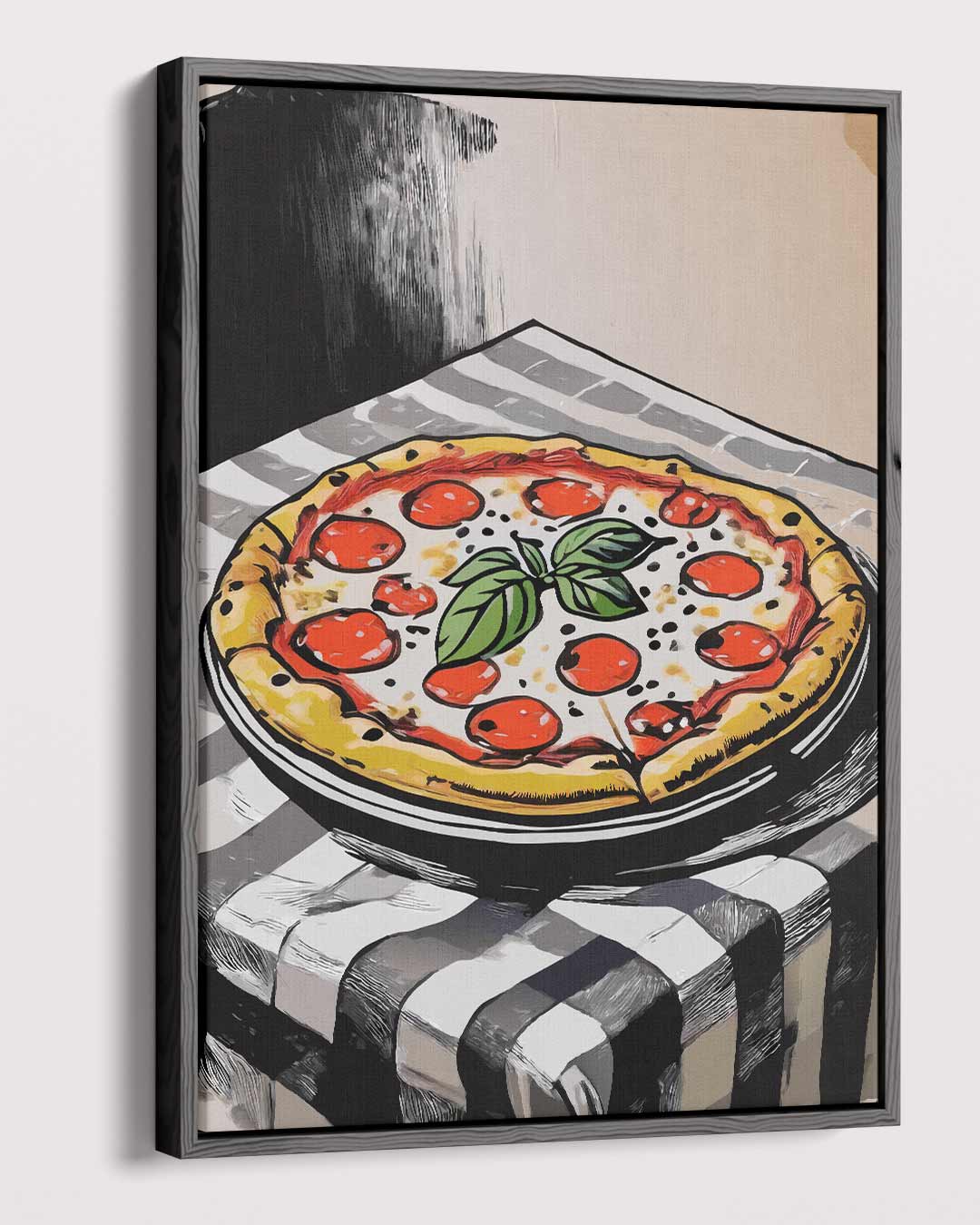 Sfeervolle Pizza op Tafel – modern portret kunstwerk van WallArtistic