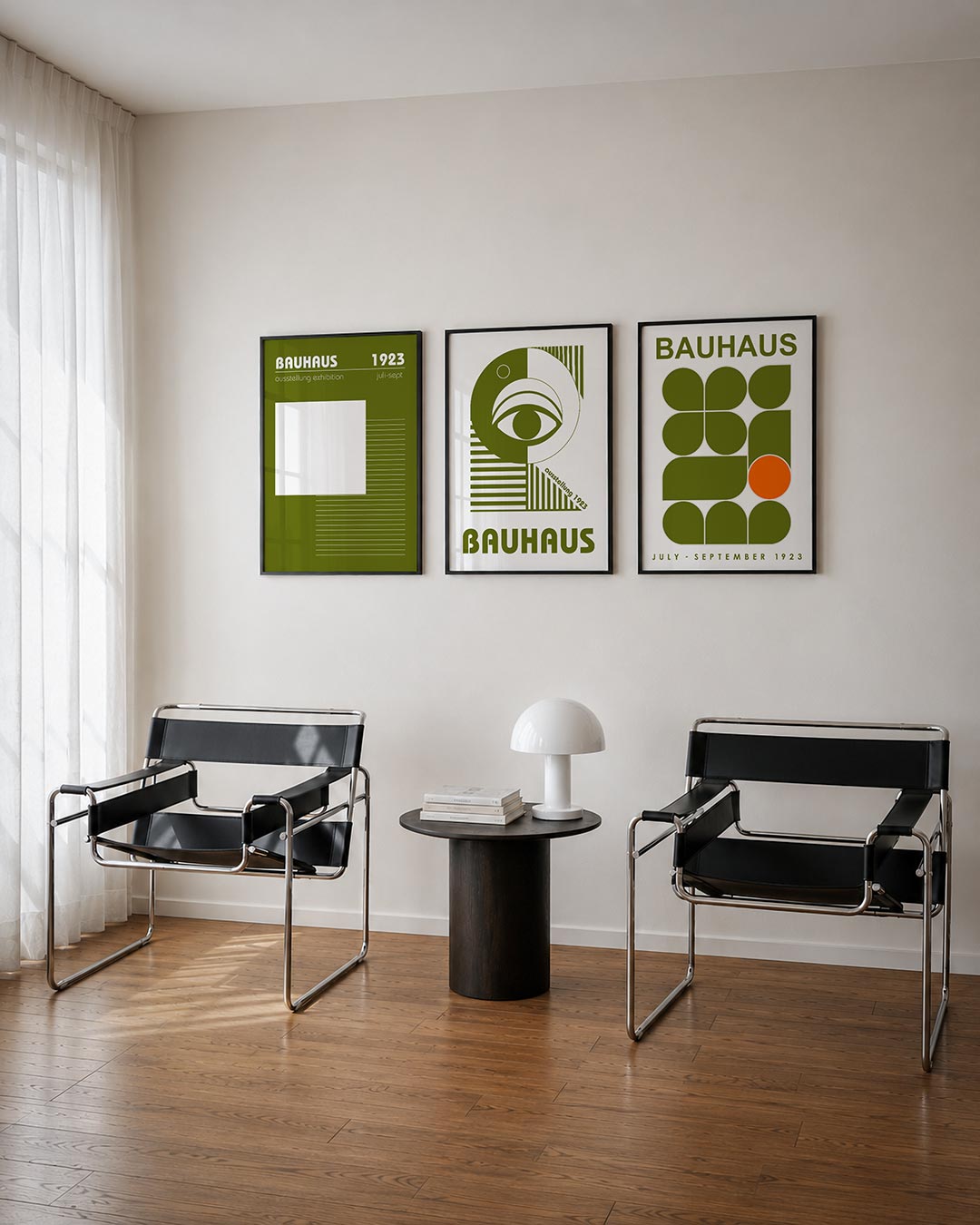 Lijnen en vlaken driedelige posterset – deze posterset in drie delen toont een groot wit vlak links, met rechts dunne