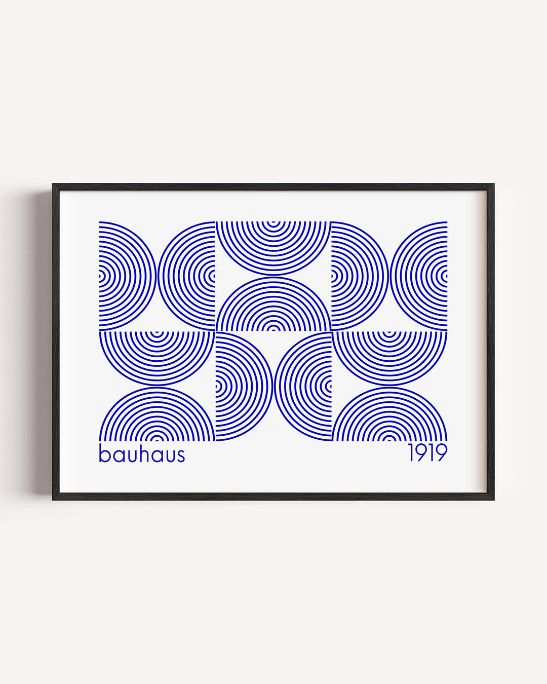 Cirkelpatroon en lijnen – liggende Bauhaus poster als wanddecoratie