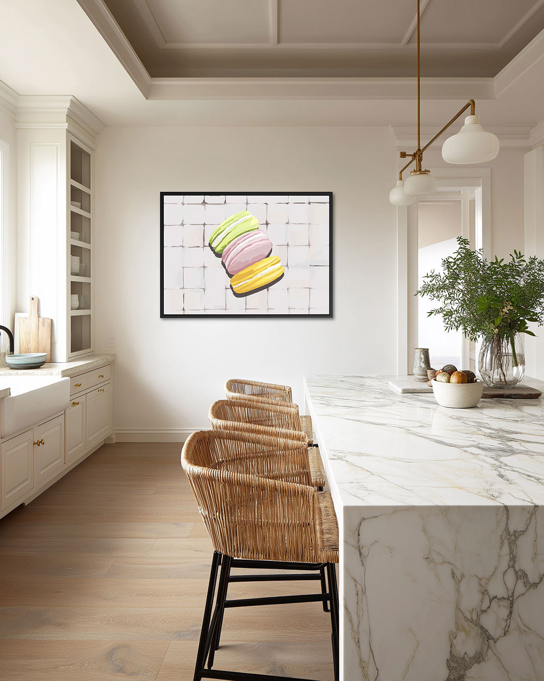 Kleurrijke macarons – liggende wanddecoratie