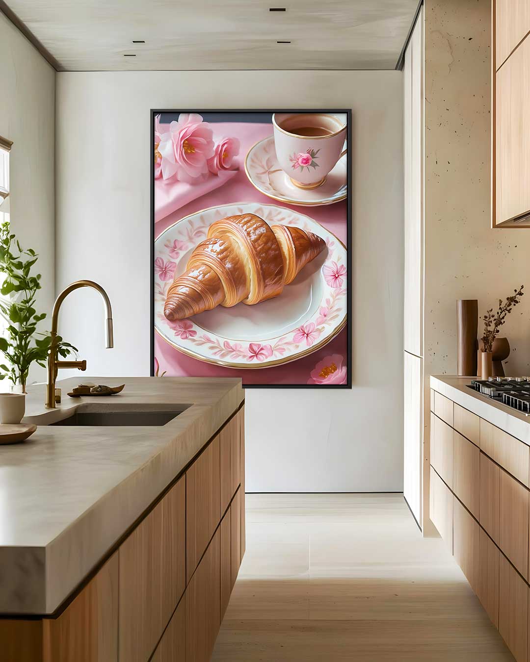 Roze ontbijtgenot – staand kunstwerk voor modern interieur