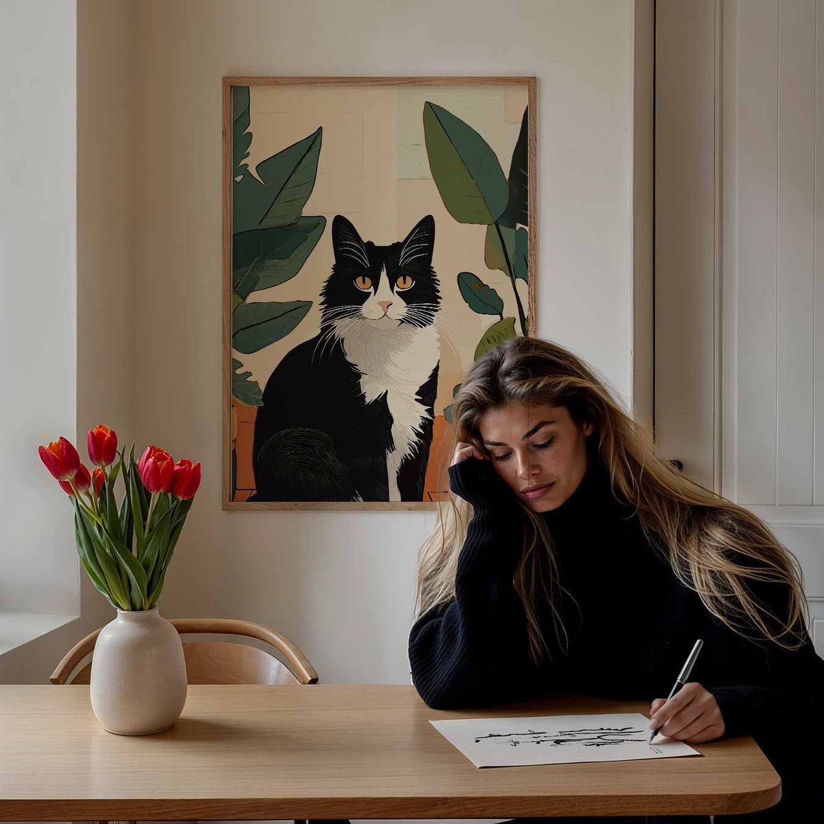 Stijlvolle Kattenwonders – staande dieren wanddecoratie van WallArtistic
