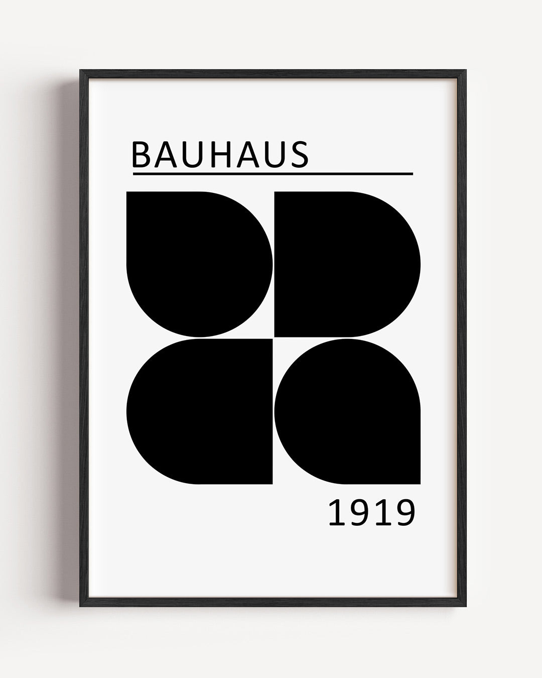 Zwart wit vormen – staande Bauhaus poster als wanddecoratie