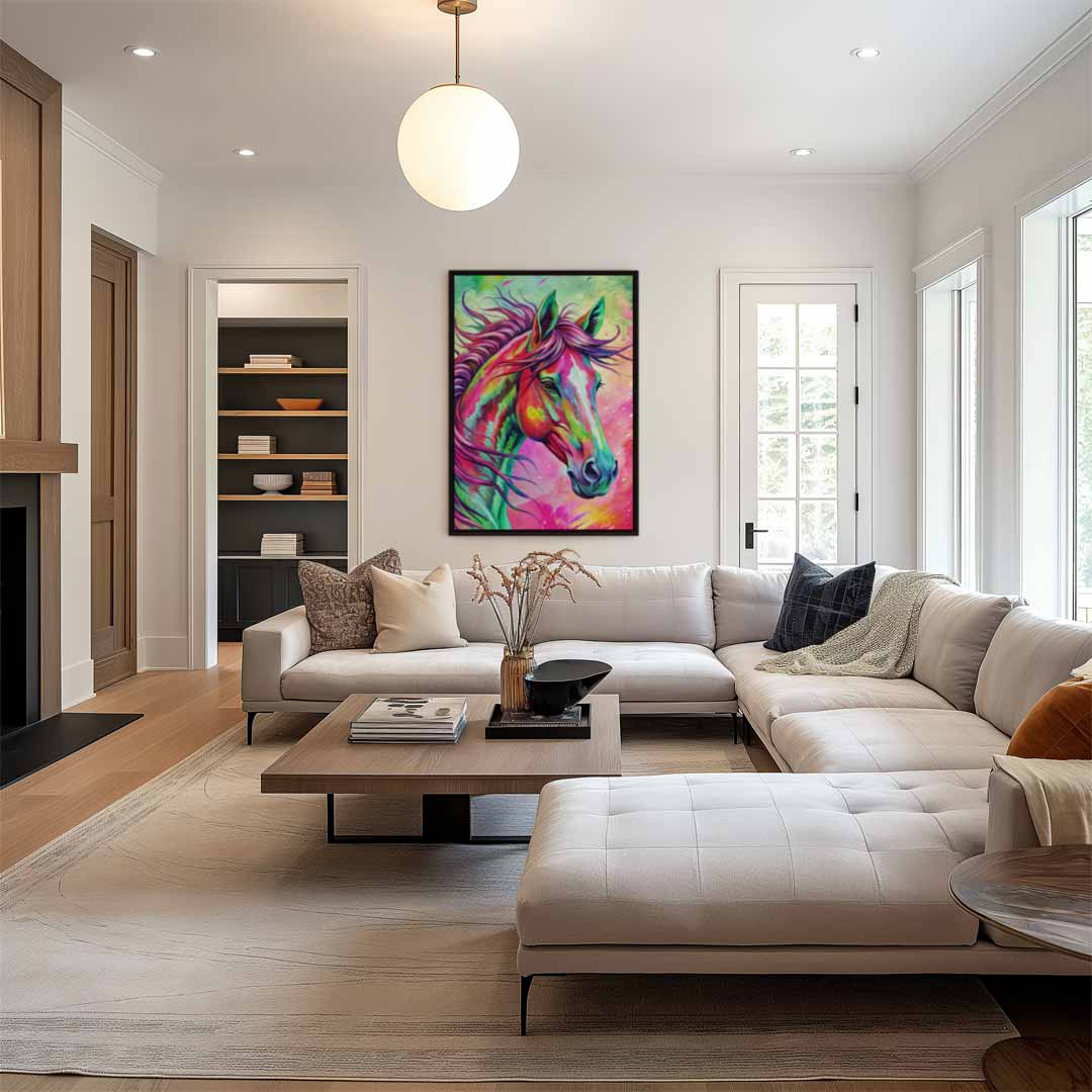 Kleurrijk Paardenportret – modern portret kunstwerk van WallArtistic