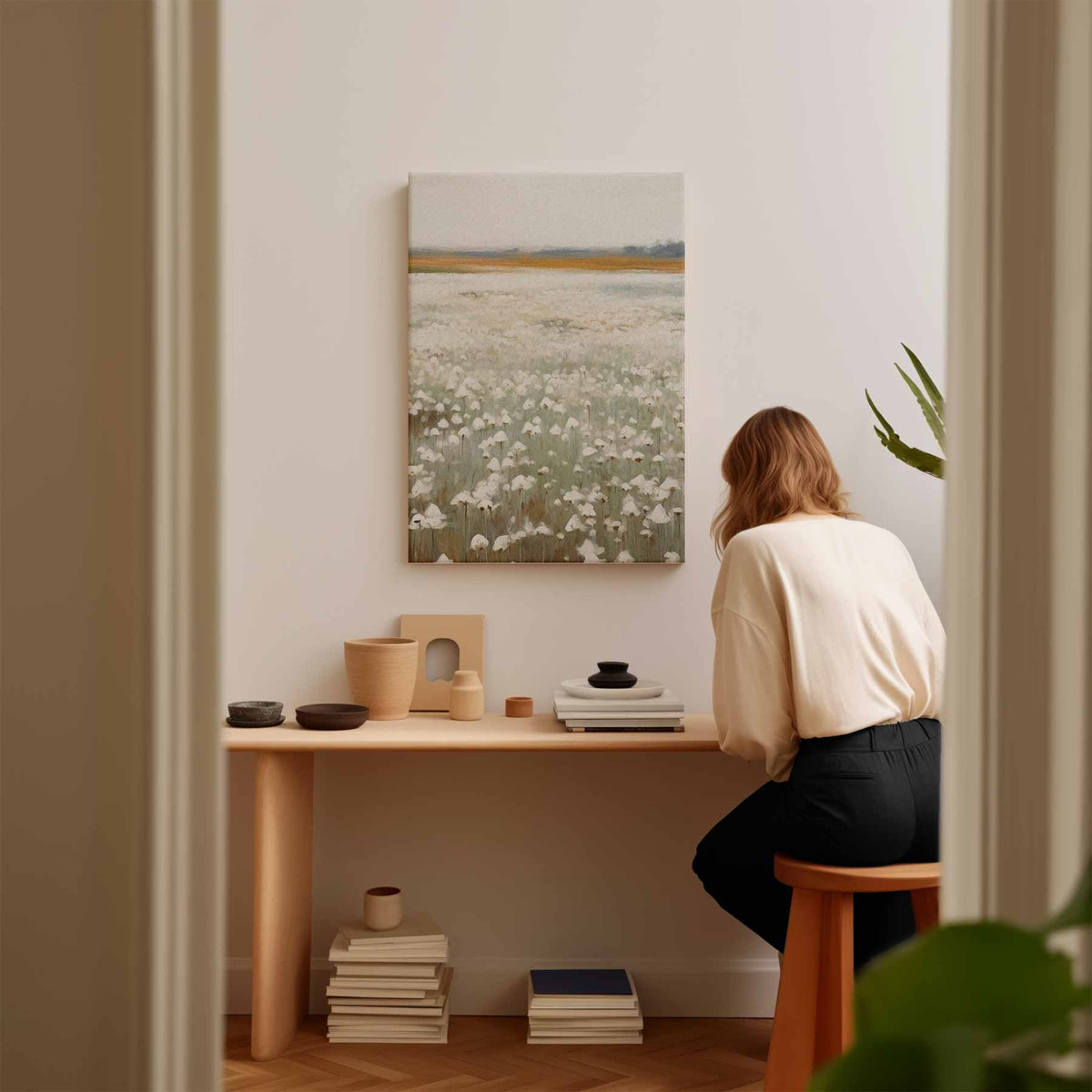 Eindeloze Bloemenweide – kunstwerk met zwarte baklijst