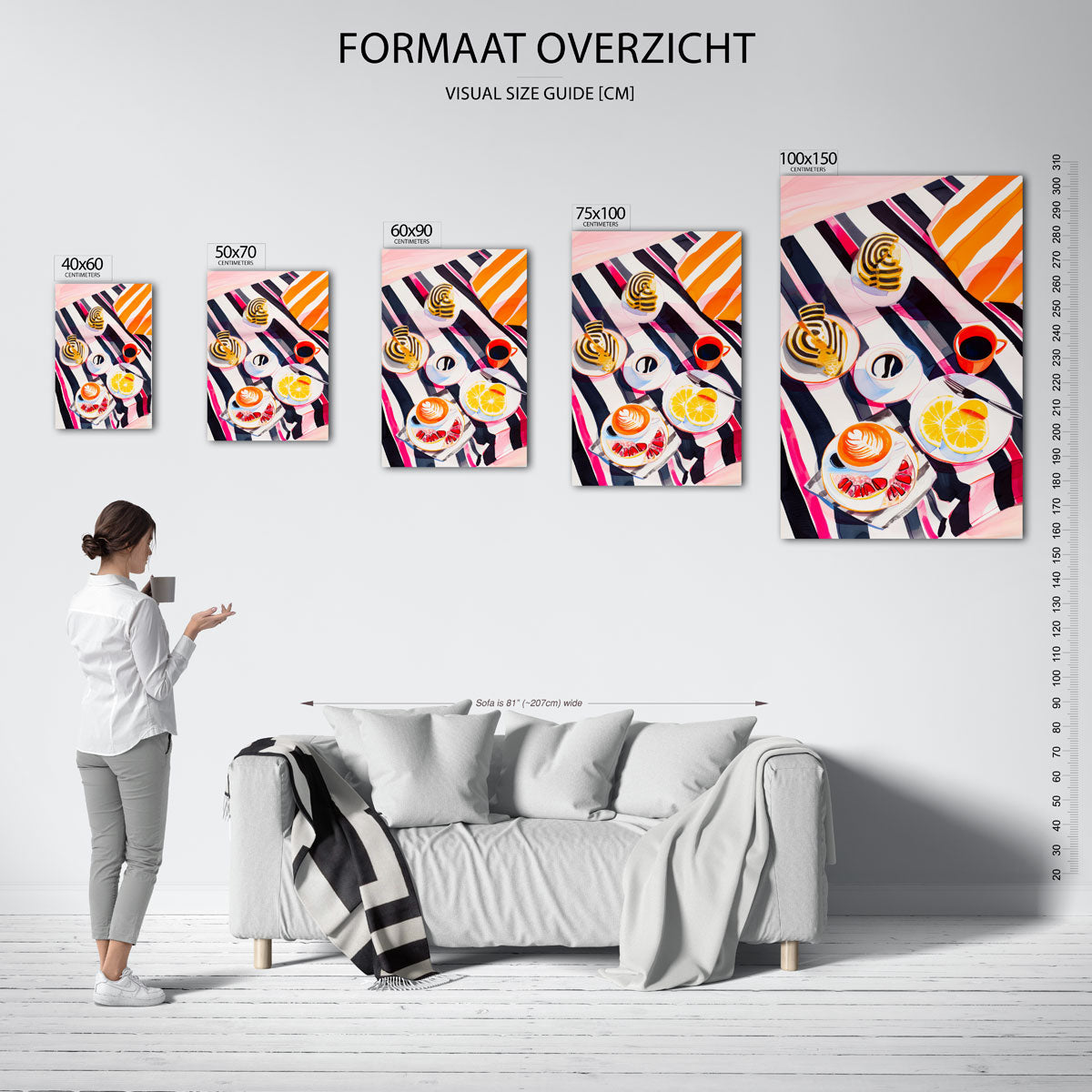 Kleurrijke ontbijtsetting – staand wanddecoratie kunstwerk
