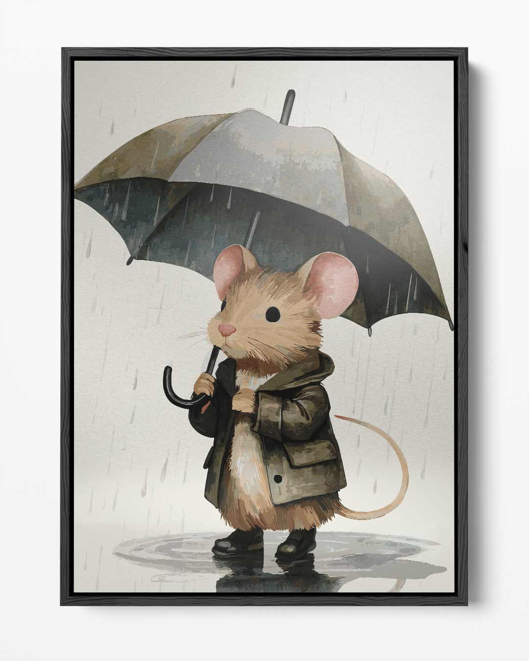Schattige Paraplumuis – portret kunstwerk als wanddecoratie