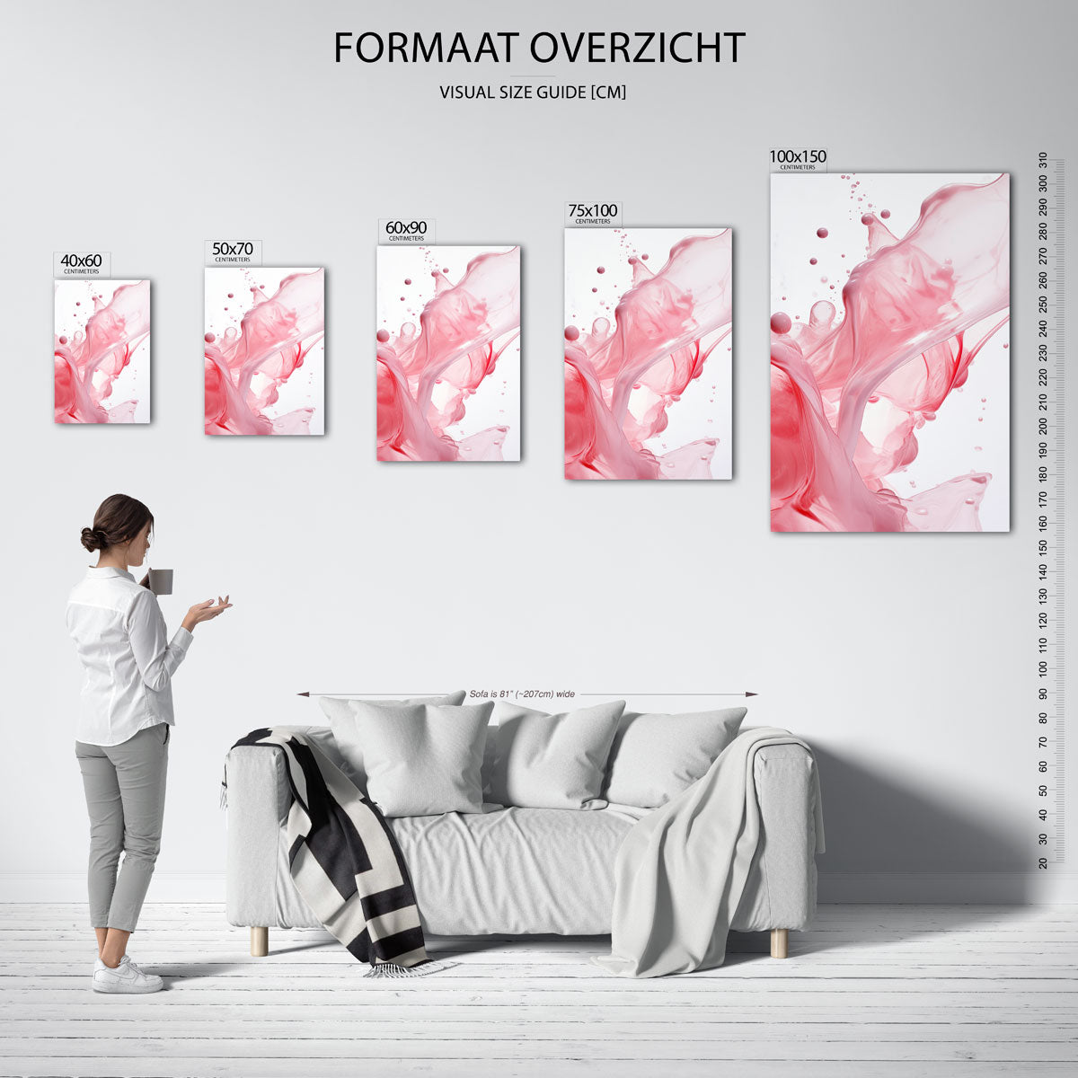 Vloeiende kleuren – Roze – moderne staande wandkunst