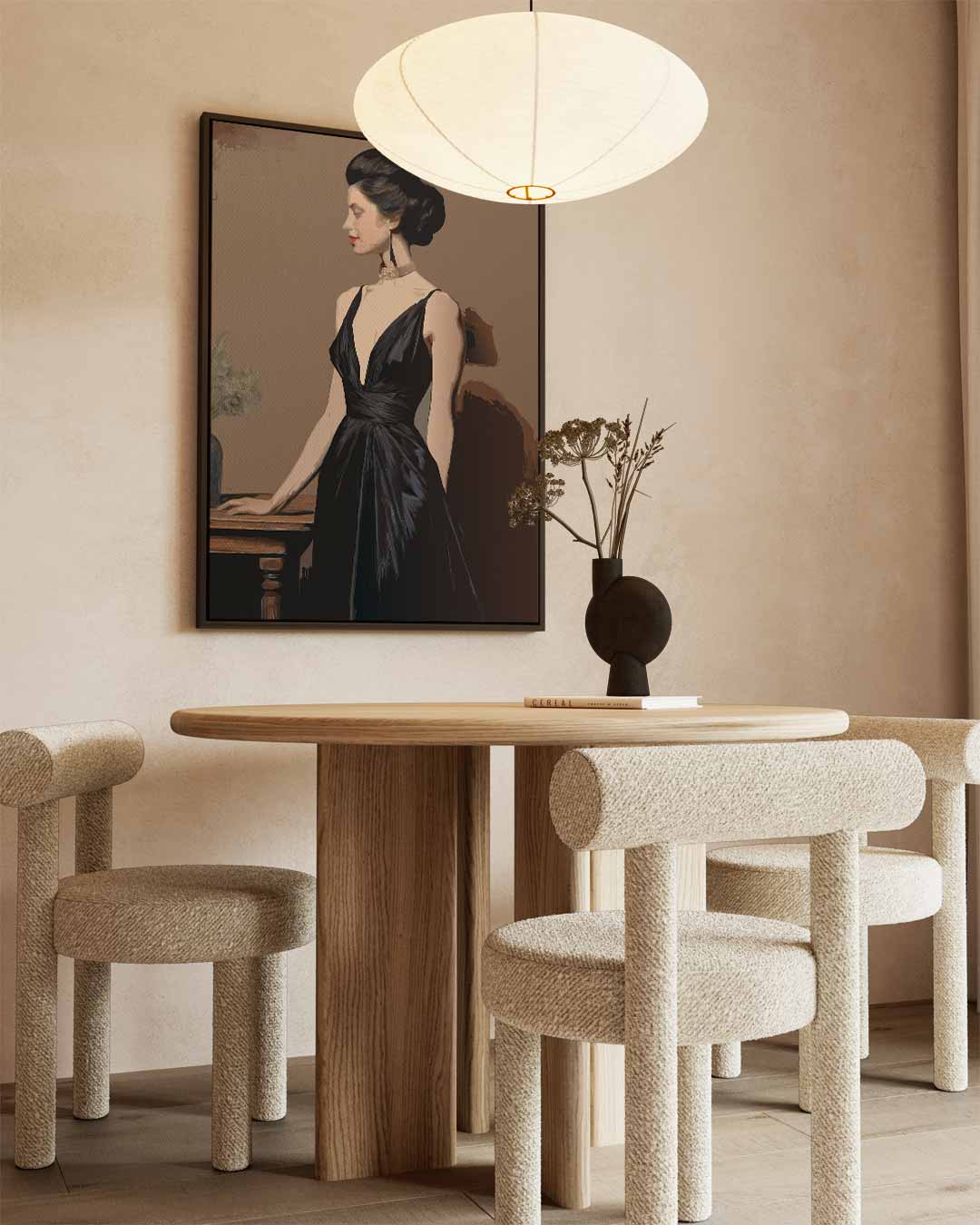 Elegante Dame in Zwart – canvas wanddecoratie in portret formaat