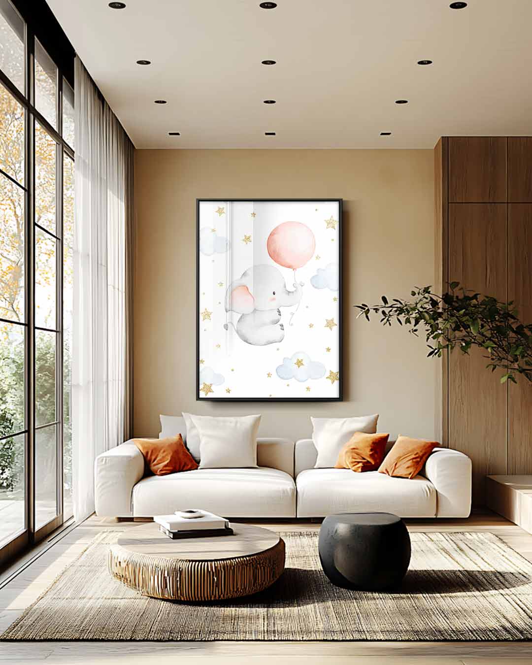 Lieve Olifant met Ballon – canvas wanddecoratie in portret formaat