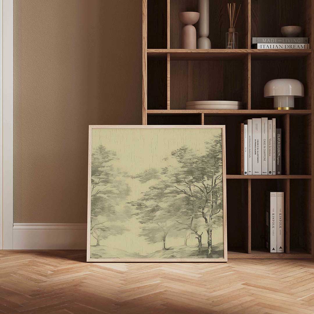 Bomenlandschap – vierkante vintage wanddecoratie van WallArtistic