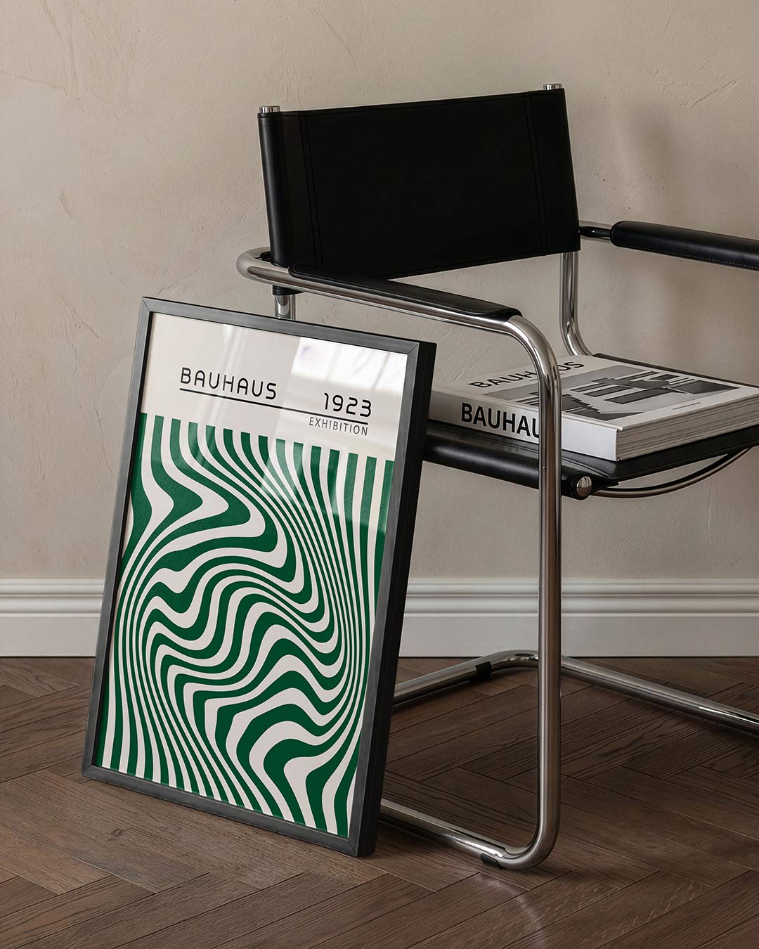 Golvend lijnenspel – staande Bauhaus poster voor aan de muur