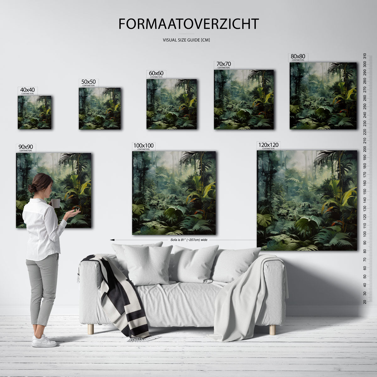 Weelderige jungle – tropische wandkunst als vierkante poster