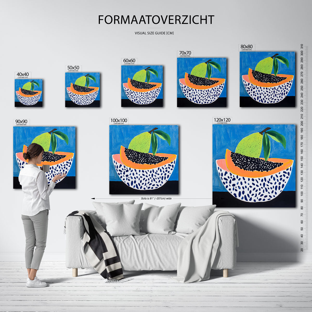 Fruit en patronen – vierkante muurposter voor een modern interieur