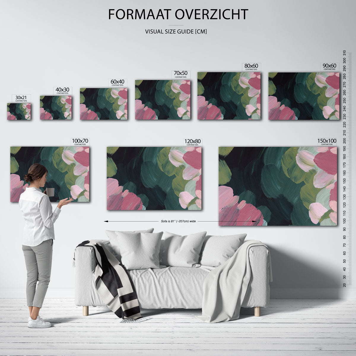 Abstracte bloemen – liggende muurposter met artistieke uitstraling
