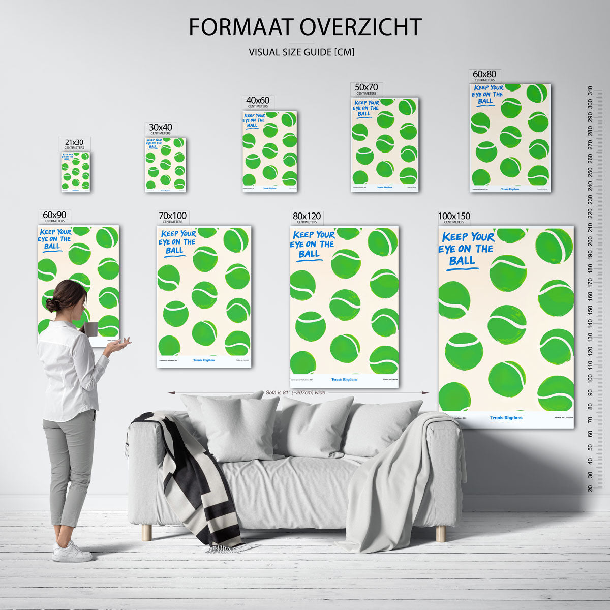 Tennisballen patroon – staande muurposter met Pop Art uitstraling