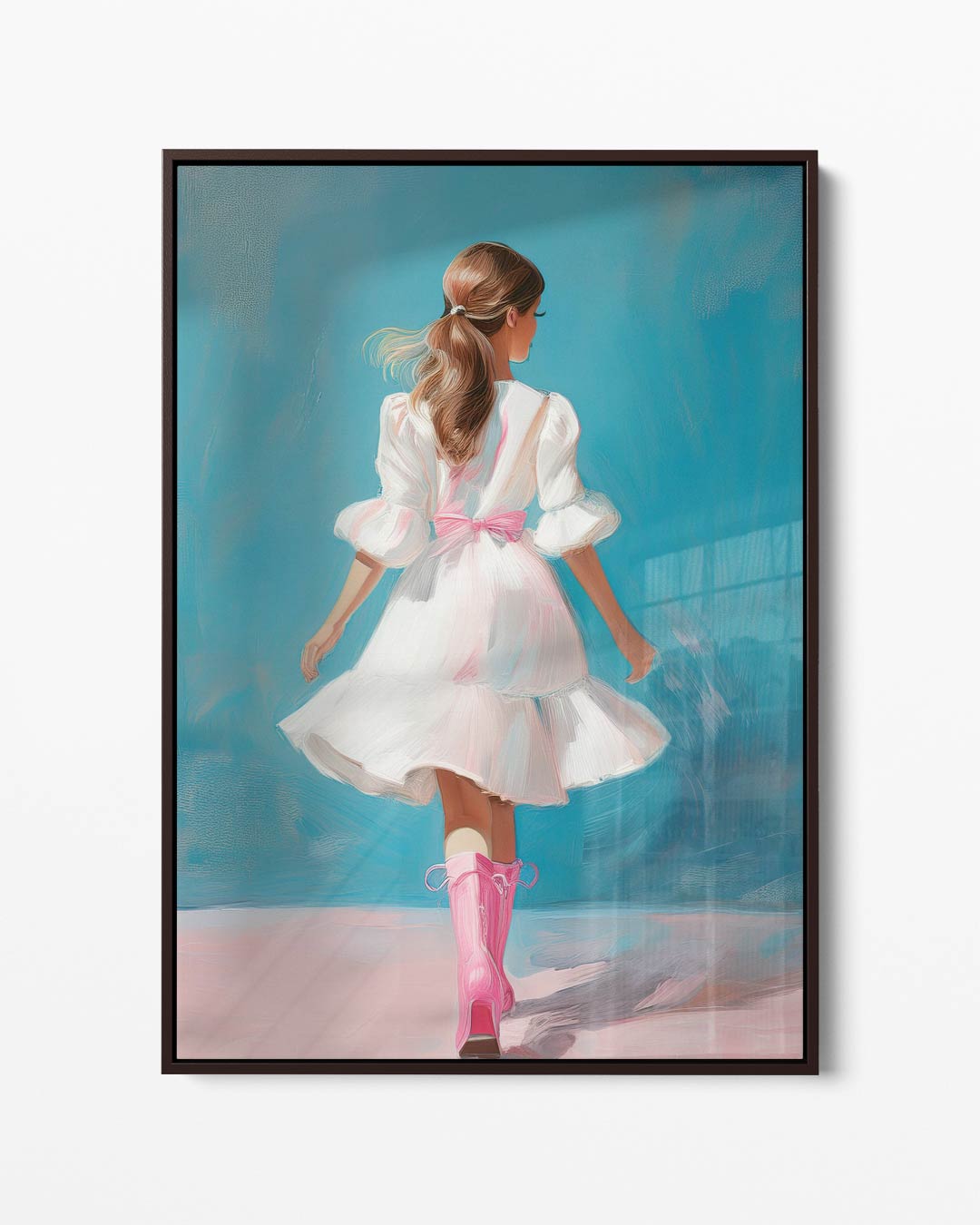 Meisje in witte jurk – portret kunstwerk als wanddecoratie