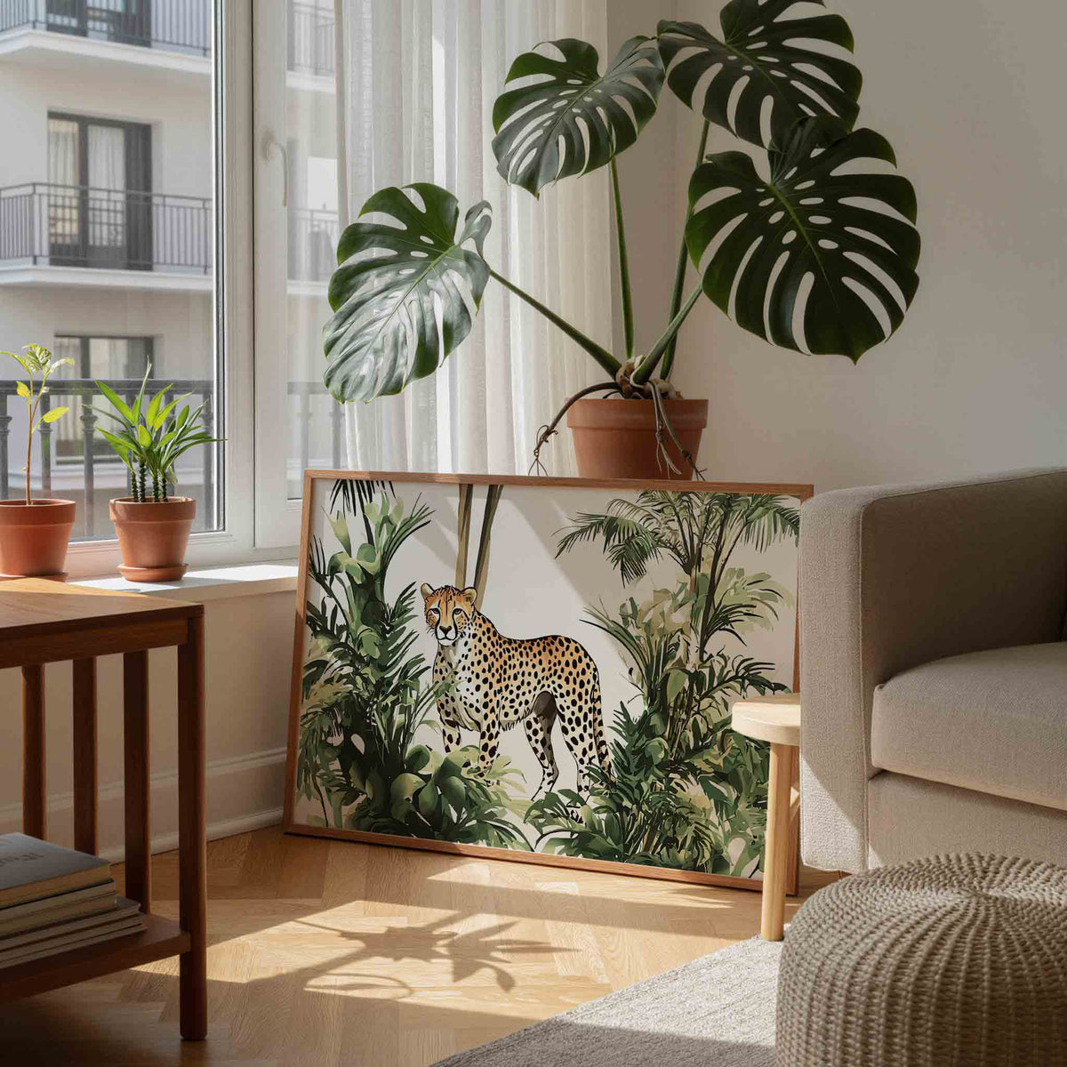 Luipaard in jungle – tropische wandkunst als landscape poster