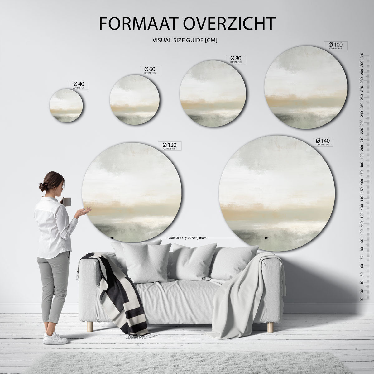 Abstracte horizon – abstracte wandkunst als muurcirkel van WallArtistic