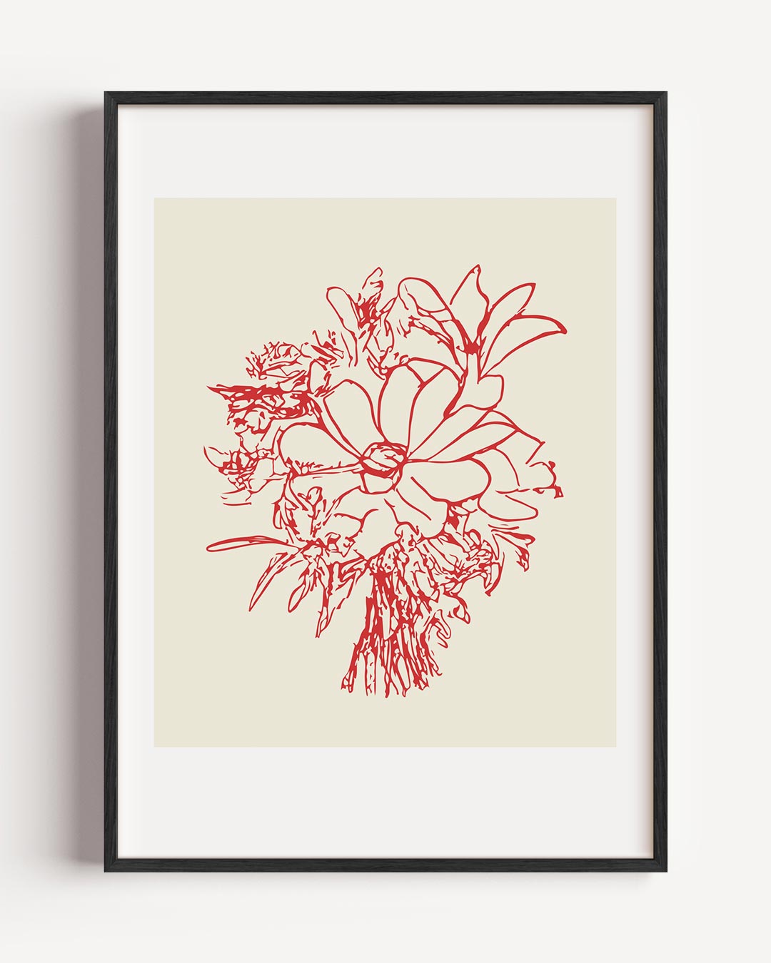 Bloemenpracht in Lijnenspel – keuken portret poster als wanddecoratie