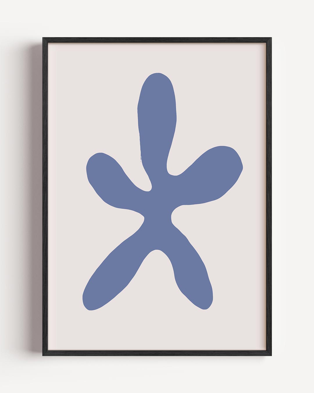 Abstracte Bloem Poster in Blauw – kleurrijke abstracte portret poster als wanddecoratie