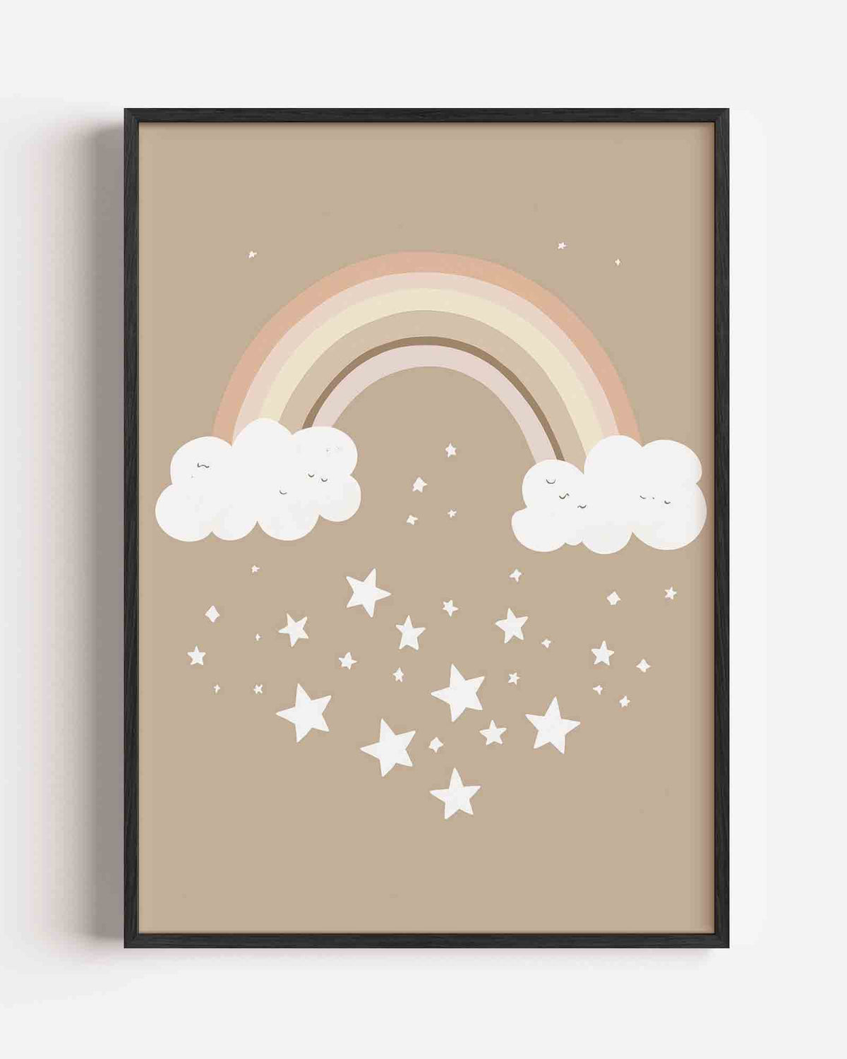 Regenboog en sterren – kids portret poster als wanddecoratie